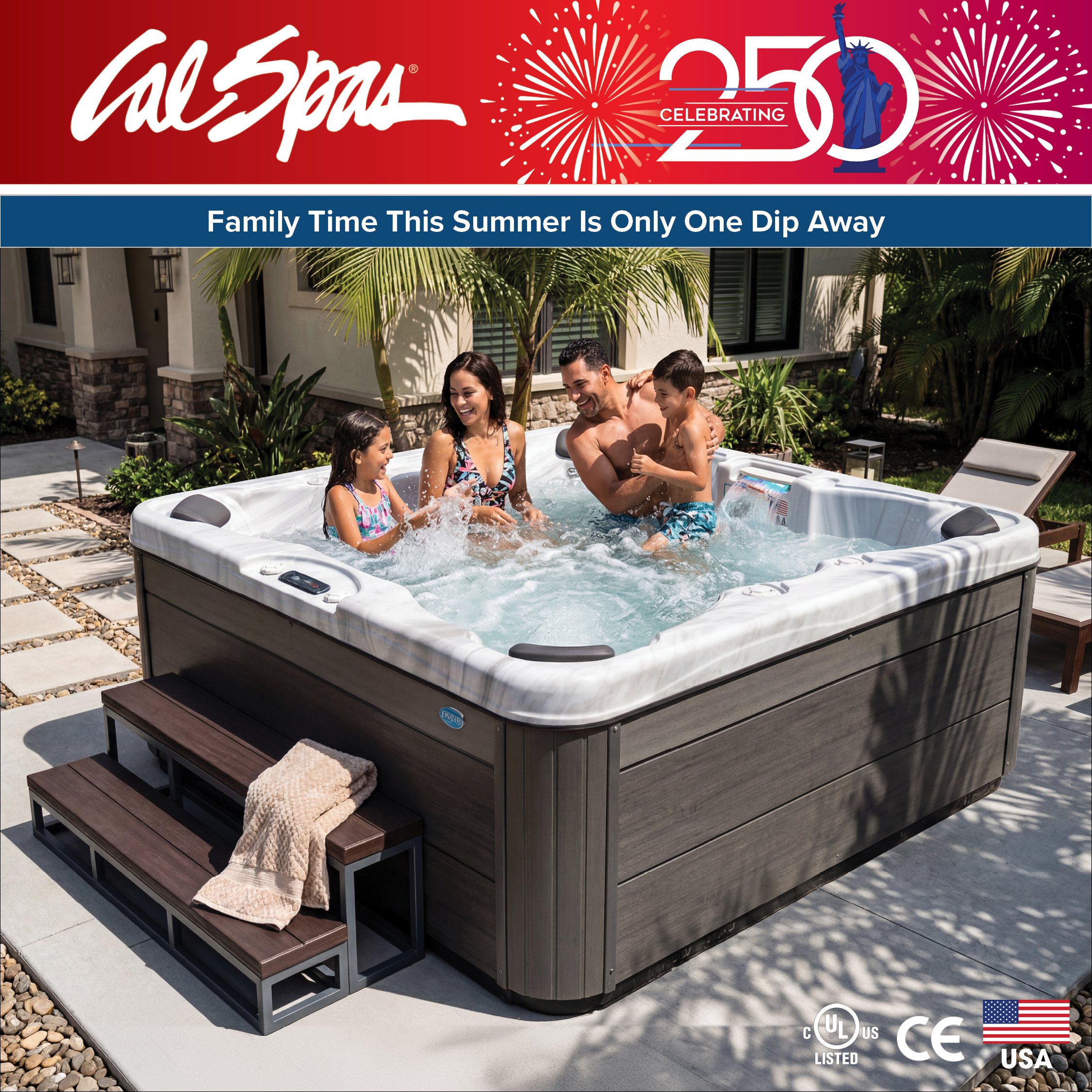 Calspas hot tub being used in a family setting - Baton Rouge